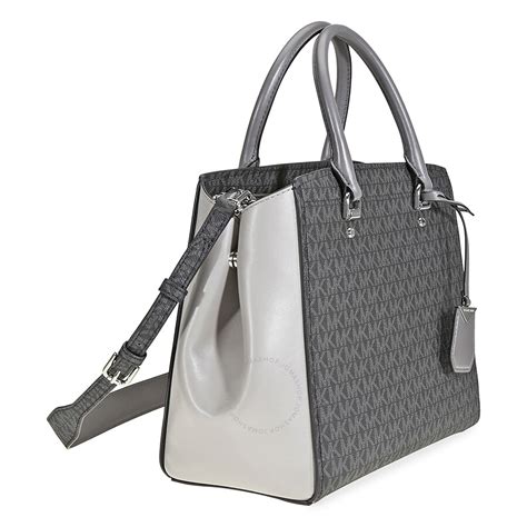 michael kors dark grey purse|michael kors signature tote gray.